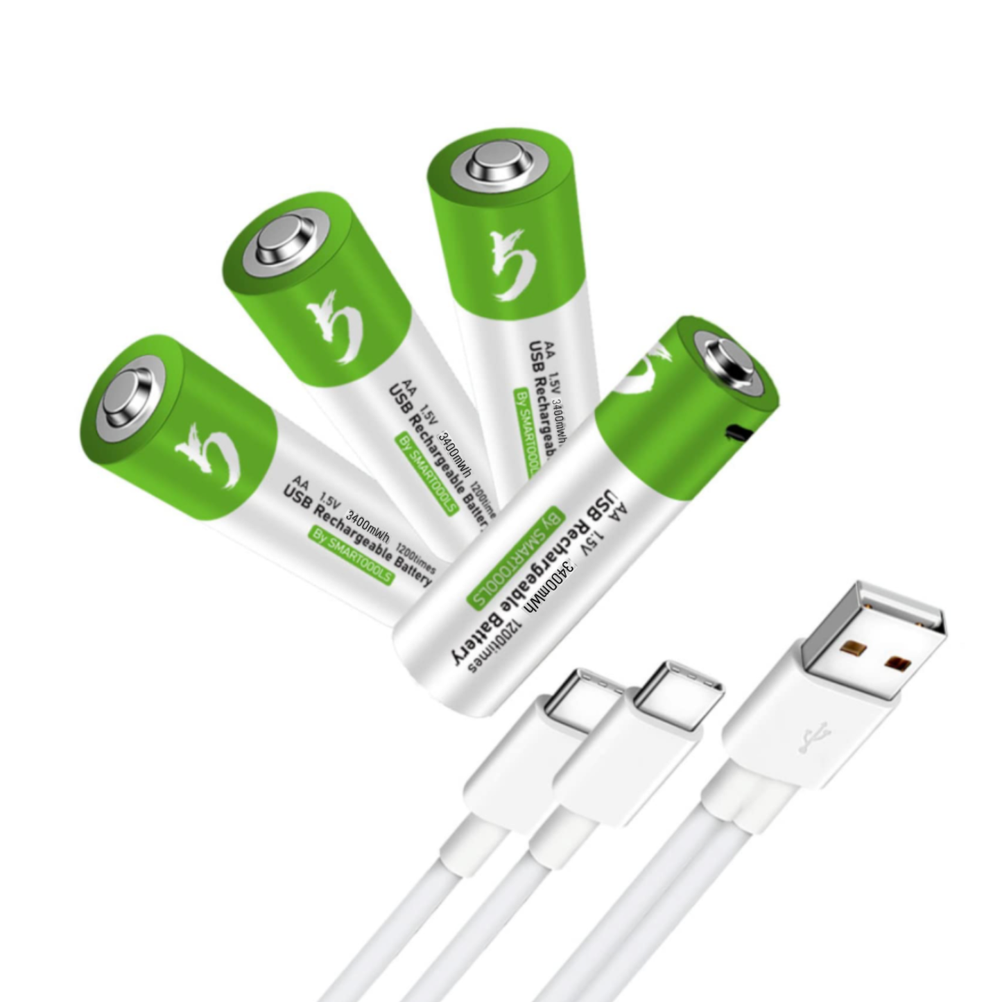 EverLite - The Next-Gen Rechargeable AA Batteries – Fast USB-C Charging, 3400 mWh Boost