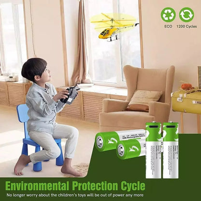 EverLite - The Next-Gen Rechargeable AA Batteries – Fast USB-C Charging, 3400 mWh Boost